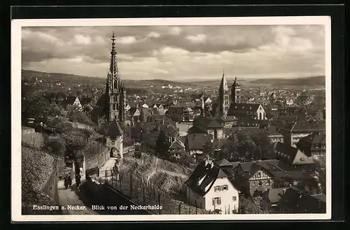 AK Esslingen a. Neckar, Blick von der Neckarhalde