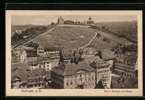 AK Esslingen a. Neckar, Neues Rathaus mit Burg