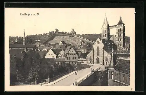 AK Esslingen a. N., Teilansicht mit Kirchen