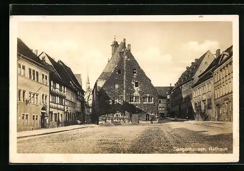 AK Sangerhausen, Blick über Platz zum Rathaus