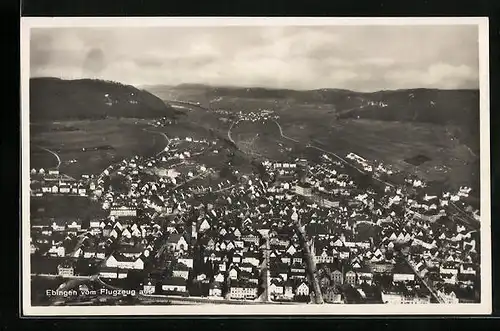 AK Ebingen, Blick über die Stadt, Fliegeraufnahme