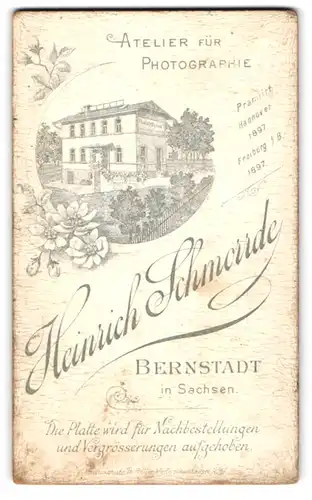 Fotografie Heinrich Schmorrde, Bernstadt i. Sa., Ansicht Bernstadt i. Sa., Fotografisches Ateliersgebäude