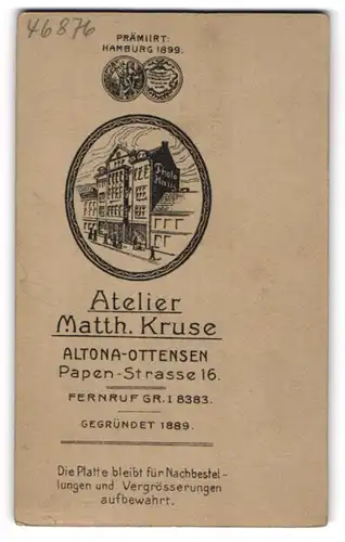 Fotografie Matth. Kruse, Altona-Ottensen, Papen-Str. 16, Ansicht Altona-Ottensen, Strassenpartie mit dem Ateliersgebäude