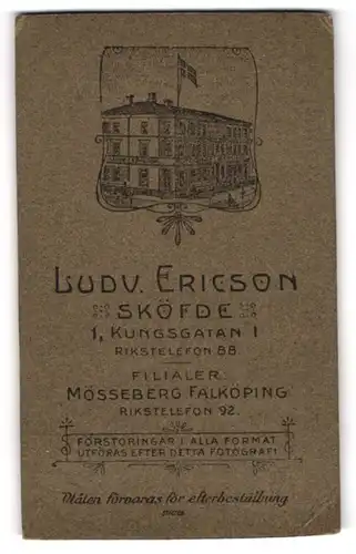 Fotografie Ludv. Ericson, Sköfde, Kungsgatan 1, Ansicht Sköfde, Ateliersgebäude in der Aussenansicht