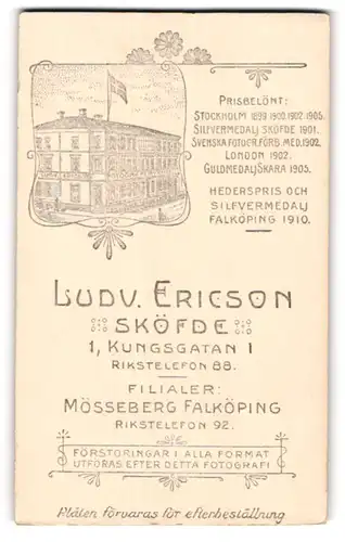 Fotografie Ludv. Ericson, Sköfde, Kungsgatan 1, Ansicht Sköfde, Blick auf das Gebäude des Fotografen