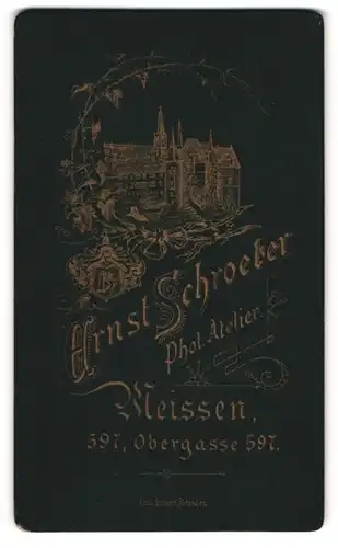 Fotografie Ernst Schroeter, Meissen, Obergasse 597, Ansicht Meissen, Blick auf die Albrechtsburg