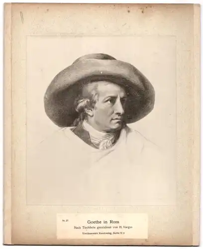 Fotografie Werckmeisters Kunstverlag, Berlin, Charles Dawrin nach H. Varges, Rückseite Goethe in Rom