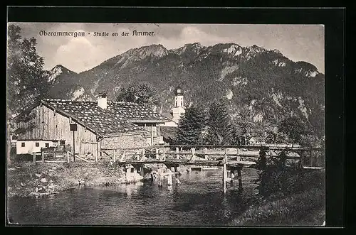 AK Oberammergau, Studie an der Ammer