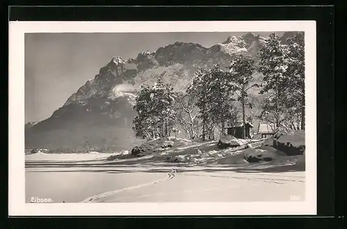 AK Eibsee, See und Landschaft im tiefen Schnee
