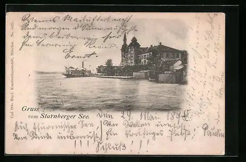 AK Starnberg, Starnberger See mit Anwesen