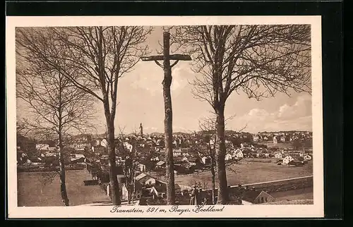 AK Traunstein, Jesus-Kreuz vor Ortseingang