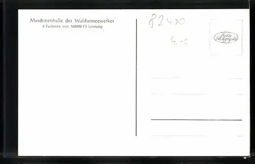 AK Walchensee, Maschienenhalle des Walchenseeswerkes