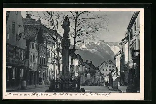 AK Murnau, Marktstrasse mit Krottenkopf