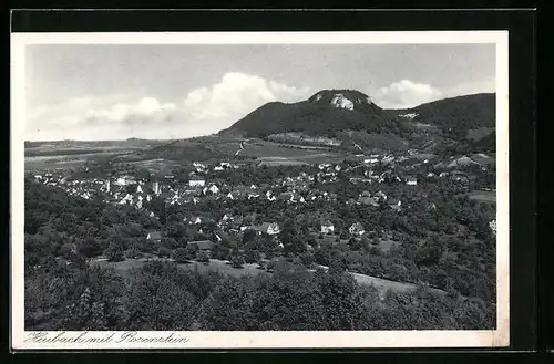 AK Heubach, Blick über Ortschaften mit Rosenstein