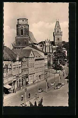 AK Cottbus, Sandower Strasse am Altmarkt aus der Vogelschau