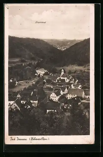 AK Bad Imnau, Ortsansicht aus der Vogelschau mit Stahlbad im Hintergrund