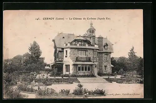 AK Cernoy, La Château du Corbeau facade Est