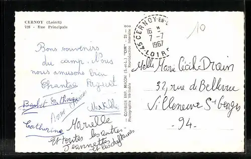 AK Cernoy, Rue Principale, Strassenpartie