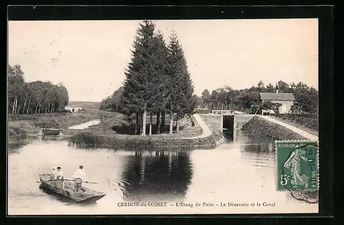 AK Cerdon-du-Loiret, L`Etang du Puits - Le Deversoir et le Canal