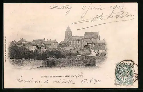 AK Autruy, Ortsansicht mit Kirche