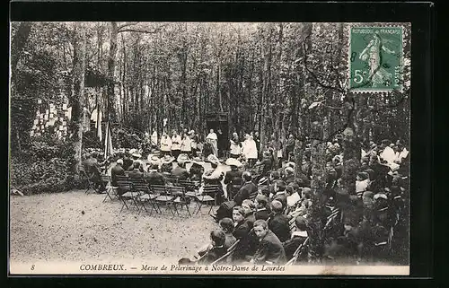 AK Combreux, Messe de Pelerinage a Notre-Dame de Lourdes