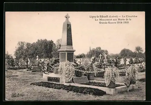 AK Ligny-le-Ribault, Le Cimetière, Le Monument aux Morts de la Grande Guerre 1914-1918