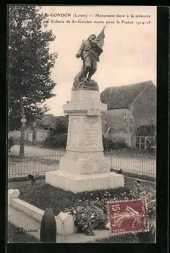 AK St-Gondon, Monument eleve a la Memoire des Enfants morts pour la France 1914-1918