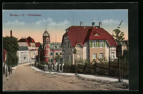 AK Werdau i. S., Einblick in die Holzstrasse