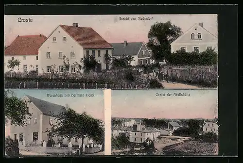 AK Crosta, Warenhaus von Hermann Noack, Kontor der Adolfshütte