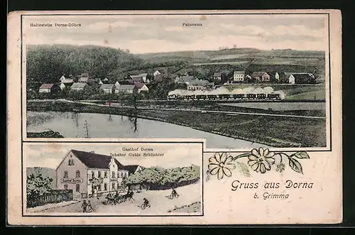 AK Dorna b. Grimma, Gasthof von Guido Schlichter, Panorama