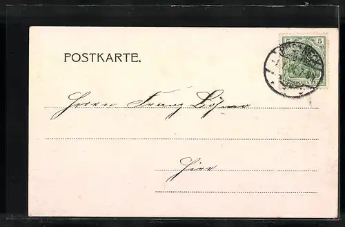 AK Pössneck, Bahnhofstrasse mit Post