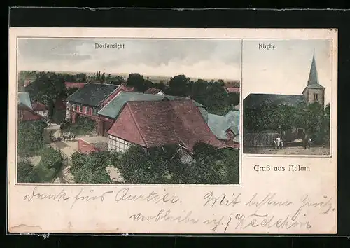 AK Adlum, Kirche, Blick auf die Dächer der Stadt