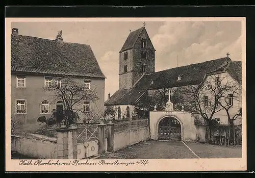 AK Brendlorenzen i /Ufr., Katholische Pfarrkirche mit Pfarrhaus