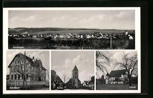 AK Hirrlingen /Wttbg., Schulhaus, Kirche, Schloss