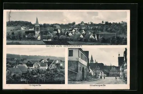 AK Gebersheim, Teilansicht, Strassenpartie mit Fachwerkhäusern, Ortspartie