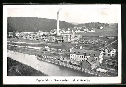 AK Dreiwerden bei Mittweida, Papierfabrik