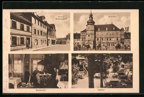 AK Mücheln /Bez. Halle, Hotel Wendenhof, Innenansicht Gaststube, Garten