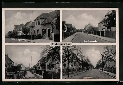 AK Röderau /Sachsen, Sandbergstrasse, Ortspartie