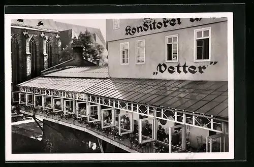 AK Marburg a. Lahn, Konditorei Vetter - Terrasse