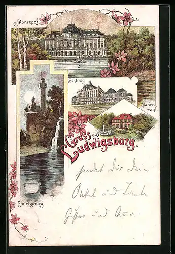 Lithographie Ludwigsburg, Schloss, Emichsburg, Marienwahl