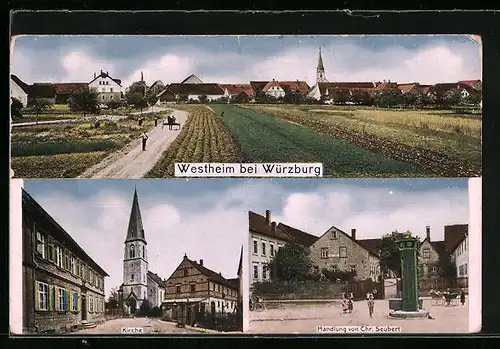 AK Westheim / Würzburg, Handlung von Chr. Deubert, Kirche, Totalansicht