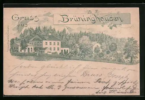 Lithographie Brüninghausen / Augustenthal, Teilansicht