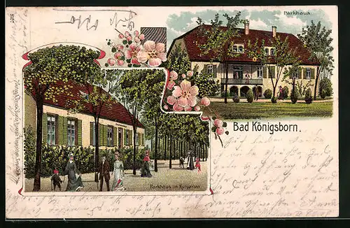 Lithographie Bad Königsborn, Parkhaus im Kurgarten