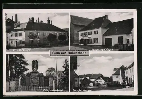 AK Hohenthann, Brauerei, Handlung Krieger, Kriegerdenkmal, Ortspartie