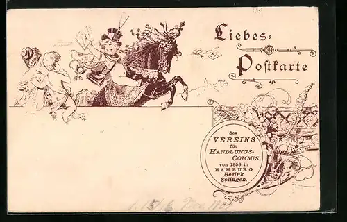 AK Solingen, Verein für Handlungscommis 1858, Früher Druck, Postgeschichte