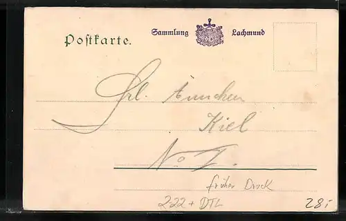 AK Solingen, Verein für Handlungscommis 1858, Früher Druck, Postgeschichte