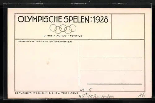 AK Amsterdam, Olympia 1928, Fussball, Torwart aus Uruguay hält den Ball