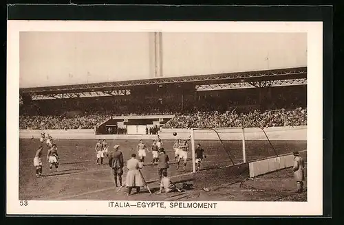 AK Amsterdam, Olympia 1928, Fussballspiel zwischen Italien und Ägypten