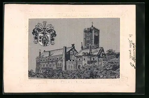 Seiden-AK Eisenach, Wartburg, Wappen