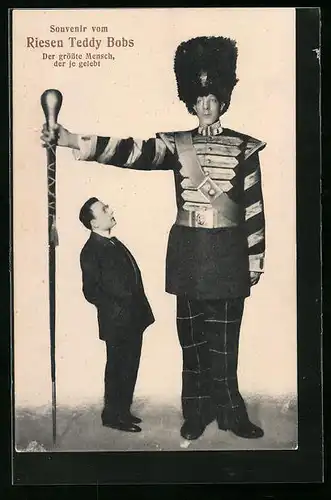 AK Teddy Bobs neben einem Herrn, Riese